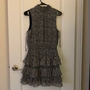 express dress. ruffled bottom. high neck.